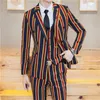 Męskie garnitury Blazers Pants Kamizelki Najnowszy projekt retro w paski garnitur pary groom smokin