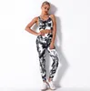 Yoga Leggings Sports BH Gymkläder Kvinnor Träning Fitness Set High midjebyxor Sexiga toppar som kör Legging 3D Print Tight Tank Top 3733888