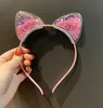 Paillettes oreilles de chat bandeau Transparent Quicksand bandeau cheveux accessoires pour filles enfants princesse Kitty fête cheveux Hoop7273139
