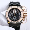 3A New Oak 26165 Miyota Quartz Chronographe Montre Homme Cadran Noir Texture Deux Tons Or Rose Acier Caoutchouc Montres Sport Montres Hello_Watch