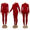 Spot 2023 Europeiska och amerikanska modeens höst- och vinter heta modeller Solid färg långärmad byxor Leggings Sports Suit