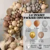 147 sztuk Kawa Kawa Khaki Brown Kolor Balony Garland Arch Kit Latex Globs Baby Shower Materiały Urodzinowe Wesele Dekory 211216