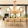 Nordic Solid Wood Chandelier Enkel Kreativ Personlighet Ljus Ny Kinesisk stil Konst Vardagsrum Ljus Led Japansk stil Bedroo