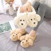 Pantoufles de chien de fourrure de haute qualité mignon dessin animé animal femmes hiver chaud peluche maison moelleux diapositives coton maison chaussures Y200424