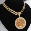 Hip Hop Big Round Jigsaw Thunder Cat Pendentif Autres accessoires de mode avec 15 mm 18 "Full Iced Out Miami Cubain Ras du cou Chaîne Hommes Collier Bijoux Cadeau