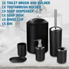 6pcs / set accessoires de salle de bain de luxe en plastique porte-brosse à dents tasse distributeur de savon vaisselle porte-brosse de toilette poubelle ensemble LJ201204