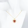 Sparkling Heart Ruby Pretty 18k Yellow Gold Filled Womens Pendant Necklace Chain