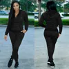 2 Iki Parçalı Set Hoodies Ceket Fermuar Jogger Pantolon Eşofman Kazak Kadınlar Için Sportsuit Kadın Ter Suit Uzun Pantolon Kış 201009