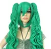 Peruca verde para clouettes fosco 60 cm, cosplay miku vocaloid