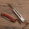 Cuchillo plegable con aleta de apertura rápida y rodamiento de bolas 14C28N Cuchillos EDC con mango de hueso / palo de rosa satinado