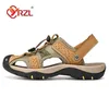 Sandali YRZL Uomo Casual Spiaggia Scarpe da acqua all'aperto Traspirante Trekking Moda Pesca Pantofole in vera pelle 220302