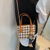 Handbag Foreign Style Thousand Bird Lattice Small Bag Female 2021 Fashion Simple Messenger Autumn Portable Bucket 022