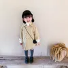 Automne filles mode trench plissé vestes enfants couleur unie lâche longs manteaux outwears 1-6Y LJ201130