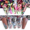 10pcs Colorful Scrawl Nail Stickers Nail Art Transfer Foil Cool Painting Flower Adhesive Wraps Decal Manicure Accessories3718832