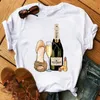 T-shirt con stampa calice carino vino T-shirt casual da donna manica corta O collo T-shirt estiva allentata Camisetas Mujer