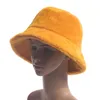 Cappelli a tesa larga Inverno Vacanze all'aria aperta Lady Panama Nero Solido addensato Morbido berretto da pesca in pelliccia sintetica Cappello a secchiello per le donne270B