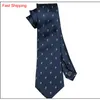 Luxury Mens Tie Dark Blue Tie With Cute Penguin Small Pattern Set Handkerchief And Cuffs Hot Wholesale Business Weddi qylpHE queen66