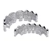 New Baguette Set Teeth Grillz Top Bottom Silver Color Grills Dental Mouth Hip Hop Fashion Jewelry Rapper Jewelry9416179