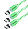 Partihandel LED Lysande magnetkabel 2.4a PVC Fast Laddkablar Android Typ C Micro USB-kabel för Samsung S20 Huawei Fabriksförsäljning