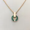 Anello Collana di diamanti Moda Malachite naturale Lettera Ciondolo Gioielli da donna Coppia Gift239L