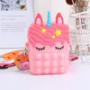 Mignon licorne Push bulle portefeuille sac à main décompression jouet fête faveur mignon silicone enfants enfants filles cadeau bandoulière bulles dessin animé sacs à main