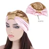 6 färger Bow Double Silk Elastic Bathing Sleep Satin Salon Bonnet For Night Hair Hat Natural Curly Hair for Women Head Wrap Cap1304i