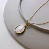 Silvologi 925 Sterling Silver Shell Maria Halsband Guld Rund Kreativ Figur Hänge Halsband För Kvinnor 2019 Silver 925 Smycken Q0531