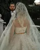 Vestidos de casamento de lantejoulas árabes sauditas com trem destacável renda pura manga longa vestidos de noiva luxuosos vintage roupões de mariee248v