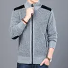 Jaqueta de streetwear de inverno Cardigan Cardigan Cardigan Cardigan Zipper grosso Patchwork Sweater Male Sweater Collar Outerwear 201221