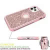 Glitter Three Layer Defency Defender Phone Cases for iPhone 14 13 12 11 15 Pro Max Bling Glitter Glitter Scarproof Cover