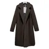 Autumn Women Coat Thin Fashion Solid Plus Size Wool Blend White Long Coat Vintage Turn Down Collar Streetwear Coats LJ201106