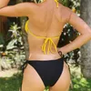 Bandaż String Trikini Kobieta One Piece Swimsuit Kobieta Patchwork Bikini 2020 Kropki Kostium Kostium Dla Kobiet Ring Swimwear Monokini T200708