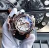 7 Style Herren-Eft-Hand-PVD-Stahl, weiße Innenseite, schwarzes Zifferblatt, japanischer Quarz-Chronograph, Herrenuhr, schwarzer Gummi, Stoppuhr, leuchtende Uhren 2020