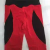 Sexy Red Yoga Calças Mulheres Malha Patchwork Gym Toles Leggings Sport Fitness Roupas Elastic Calças Treinos Atlético Leggings H1221