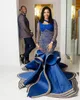 Aso Ebi 2020 Arabiska Royal Blue Lace Beaded Evening Dresses Mermaid Prom Klänningar Sexig Formell Party Andra Reception Gäster ZJ925