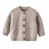IYEAL Newest Baby Sweater Knitted Boys Girls Toddler Solid Sweater Handmade Infant Single Breasted Cardigan Kids Newborn Clothes 201128