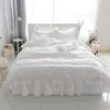 Set di biancheria da letto in cotone 100% bianco blu grigio per bambini Ragazze Queen Twin King size Copripiumino Lenzuolo Gonna set Federa 201113