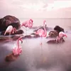 Anpassad alla storlekar väggmålning 3d Sunset Lake Pink Birds Landscape Wall målning vardagsrum sovrum papel de parede tapeter