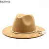 Geniş Memlu Şapkalar Sonbahar Kış Kadın Erkekler Yün Hisset Jazz Fedora Panama tarzı Kovboy Trilby Parti Resmi Elbise Şapka Büyük Boyut Hat1