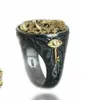 5 pièces Europe et états-unis vente hommes anneaux bicolores dominateur Dragon chinois brillant noir hommes personnalité anneaux G608865682