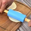 Siliconen Rolling Pin voor Pizza Cookie Bakken Non Stick Surface Houten Handvat 4 Kleuren Deeg Rollers Keukengereedschap CCA12391