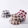 Nouveau mode Plaid fausse fourrure femmes hiver seau chapeaux doux chaud épais pêcheur chapeaux dame fille Panama extérieur voyage casquette de pêche