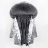 女性のコート天然アライグマのミディアムサイズの女性冬のコート濃厚な毛皮ライナースリムな女性ジャケットファーコート女性パーカー201125