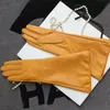 Oversized Women's Wide Sleeve Sheep Leather Glove Lady Club Performance Catwalk Show Orange Färg 35cm1