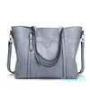 Torebki damskie Torebki Oil Wax Skórzany Duża Pojemność Torba Tote Casual Women Shoulbag Gray