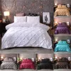 グレーブラック羽毛布団カバー寝具セットソリッドベッドカバーピンチプリーツアートワークシングルクイーンキングサイズ3個枕カバーC0223