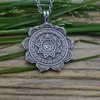12stnor Norse Viking Lotus Mandala om Necklace Amulet Jewelry Buddhism12787