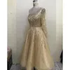 Bridal Veils 2022 Green A Line One Shoulder Sexy Party Dresses Beaded Mid Length Evening Gowns For Women Wear