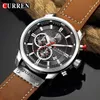 Wristwatches Men Watches CURREN Top Mens Chronograph Sport Watch Male Waterproof Leather Army Quartz Analog Clock 82911