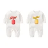 YSCULBUTOL Bebek Bodysuit Yummz Domates Ketçap Hardal Kırmızı Sarı İkizler Seti Erkek Kız Giysileri İkizler Bebek Kıyafetleri LJ201223